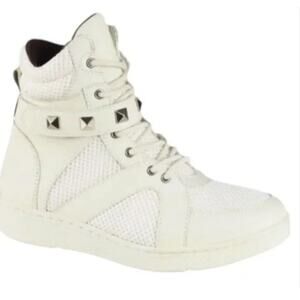 Sandro women's Flame high-top sneakers in white leather SIZE 10